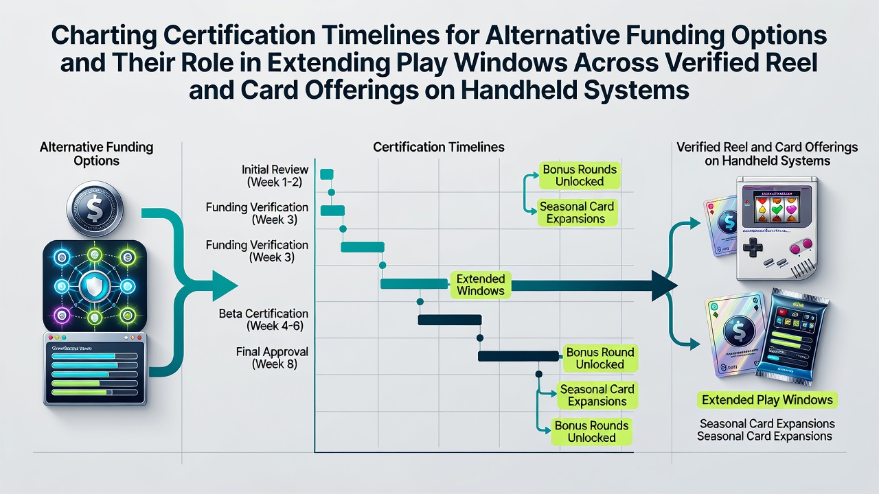 Certification timelines diagram showing funding options and mobile gaming platforms