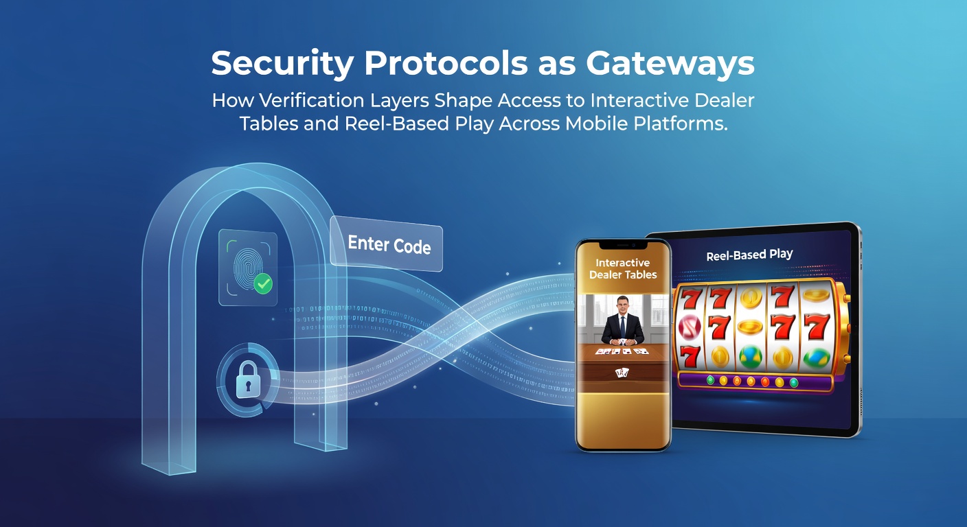 Mobile casino security protocols illustration showing verification layers protecting live dealer tables and slot games