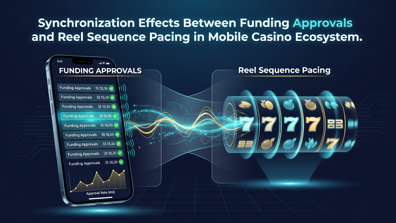 Diagram illustrating data flow between funding approval systems and reel pacing engines in mobile casino applications